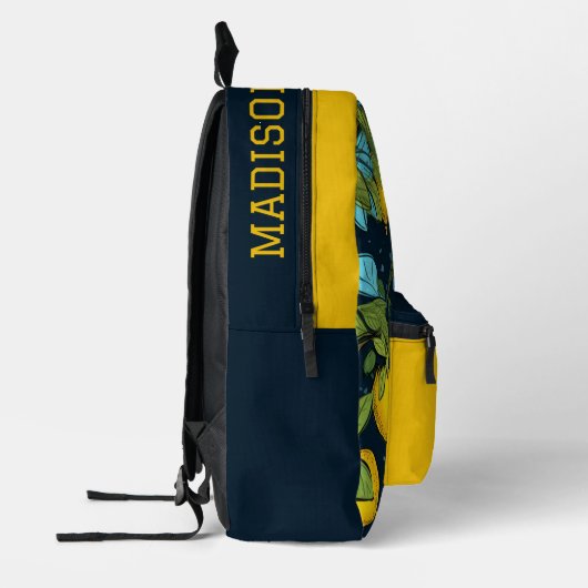 Individuelle Name- und Monogram-Lemon-Muster Bedruckter Rucksack (Links)
