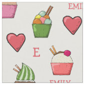 Individuelle Name- und Monogramm-Eiscreme-Stoffe n Stoff (Nahaufnahme)