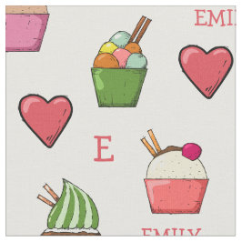 Individuelle Name- und Monogramm-Eiscreme-Stoffe n Stoff