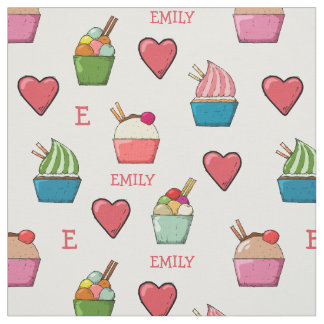 Individuelle Name- und Monogramm-Eiscreme-Stoffe n Stoff