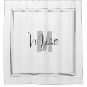 Individuelle Name und Monogramm elegant Schwarz &  Duschvorhang (Vorderseite)