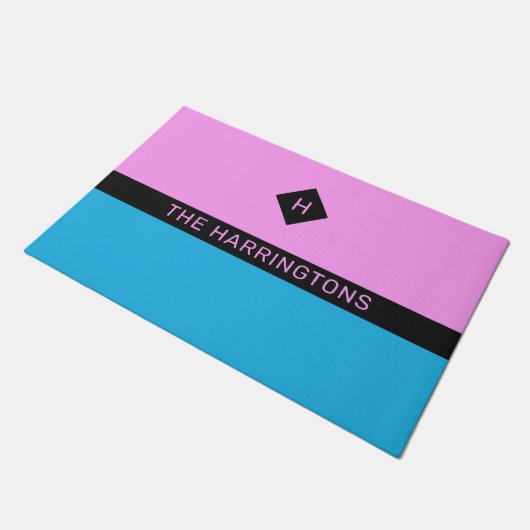 Individuelle Name und Monogramm Fußmatte (Schrägansicht)