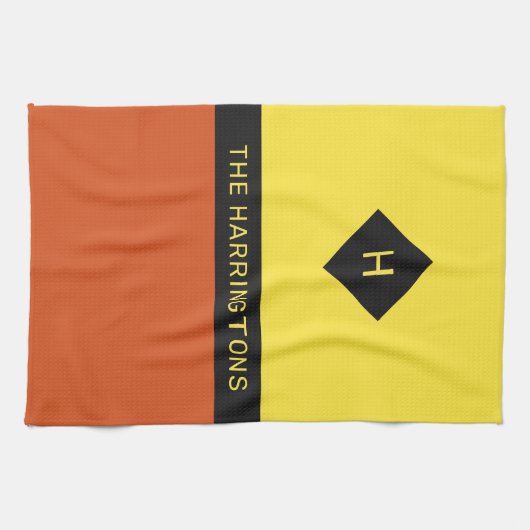 Individuelle Name und Monogramm Geschirrtuch (Horizontal)