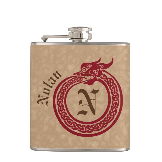 Individuelle Name und Monogramm im keltischen Stil Flachmann (Vorderseite)