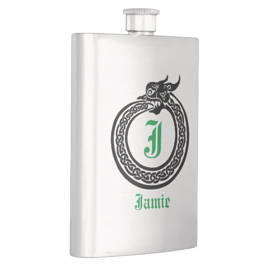 Individuelle Name und Monogramm keltischer Stil Ou Flachmann (Rechts)