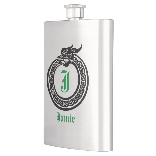 Individuelle Name und Monogramm keltischer Stil Ou Flachmann (Links)