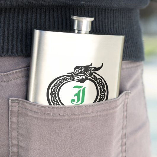 Individuelle Name und Monogramm keltischer Stil Ou Flachmann (Beispiel)