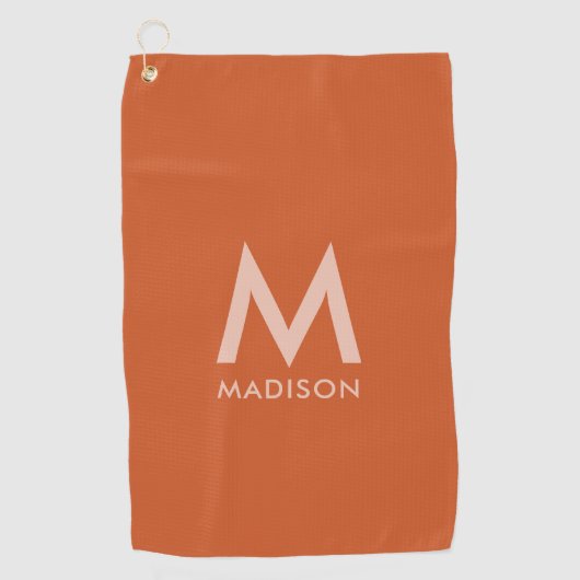 Individuelle Name und Monogramm| Modernes Minimali Golfhandtuch (Vorderseite)
