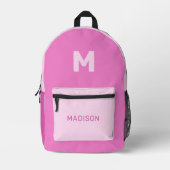 Individuelle Name und Monogramm rosa Bedruckter Rucksack (Vorderseite)