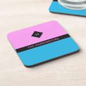 Individuelle Name- und Monogramm-Untersetzer-Set Getränkeuntersetzer (Linke Seite)