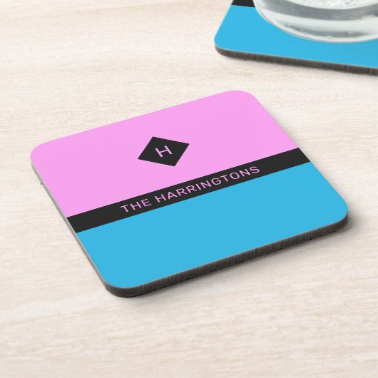 Individuelle Name- und Monogramm-Untersetzer-Set Getränkeuntersetzer (Linke Seite)