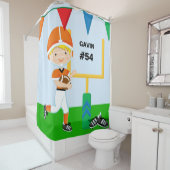 Individuelle Name und Nummer Orange Football Playe Duschvorhang (Beispiel)