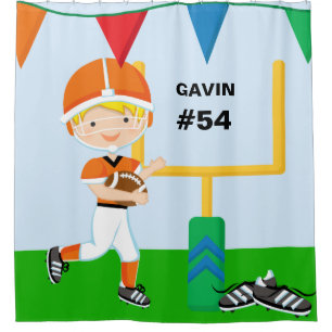 Individuelle Name und Nummer Orange Football Playe Duschvorhang
