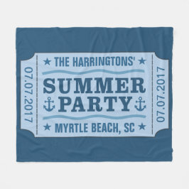 Individuelle Name und Ort "Party Ticket" Decke