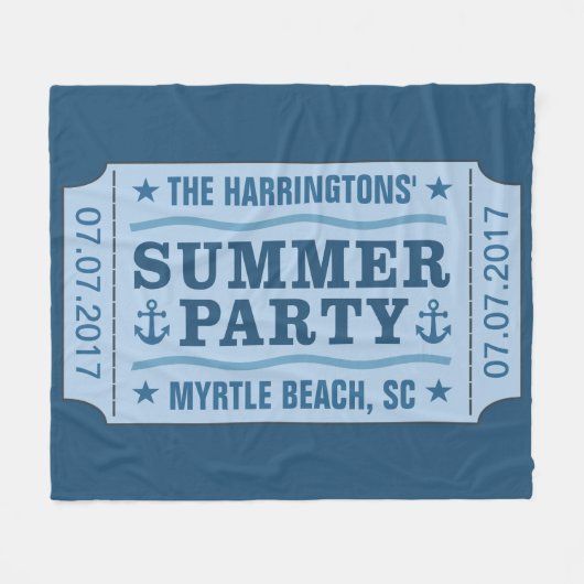 Individuelle Name und Ort "Party Ticket" Decke (Vorderseite (Horizontal))