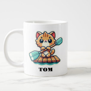 Individuelle Name und personalisierte Ruderkatze n Jumbo-Tasse