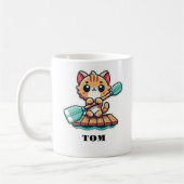 Individuelle Name und personalisierte Ruderkatze n Kaffeetasse (Links)
