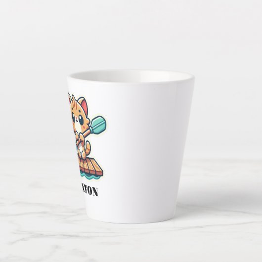 Individuelle Name und personalisierte Ruderkatze n Milchtasse (Vorderseite)