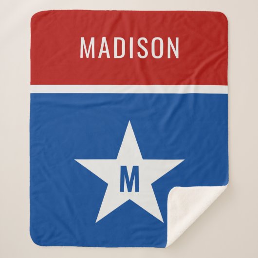 Individuelle Name und Rot, Weiß und Blau Sherpadecke (Vorderseite)