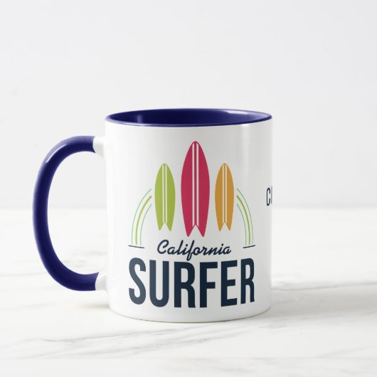 Individuelle Name- und Standortsurfer Tasse (Links)