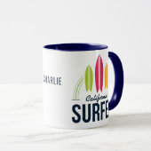 Individuelle Name- und Standortsurfer Tasse (VorderseiteRechts)