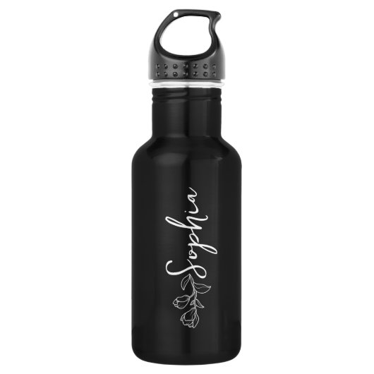 Individuelle Name und Text auf Schwarz Edelstahlflasche (Vorderseite)