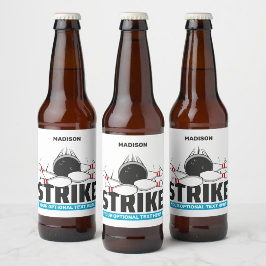 Individuelle Name- und Text-Bowling-Stoß Bierflaschenetikett (Flaschen)