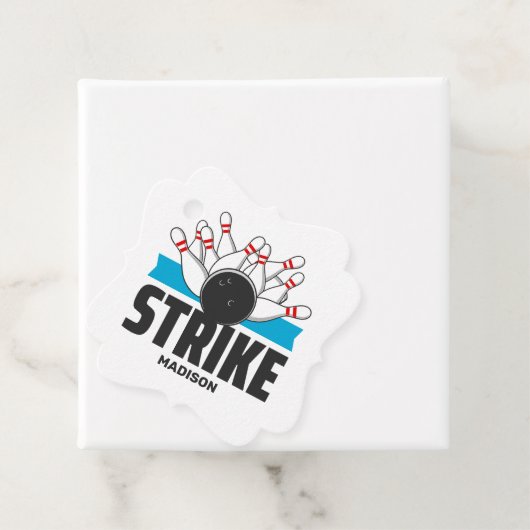 Individuelle Name- und Text-Bowling-Stoß Geschenkanhänger (Beispiel)