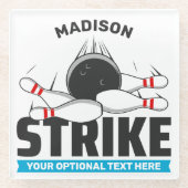 Individuelle Name- und Text-Bowling-Stoß Glasuntersetzer (Vorderseite)