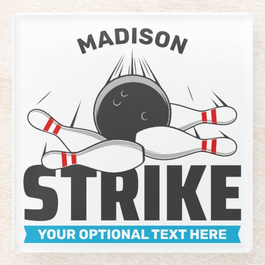 Individuelle Name- und Text-Bowling-Stoß Glasuntersetzer (Vorderseite)