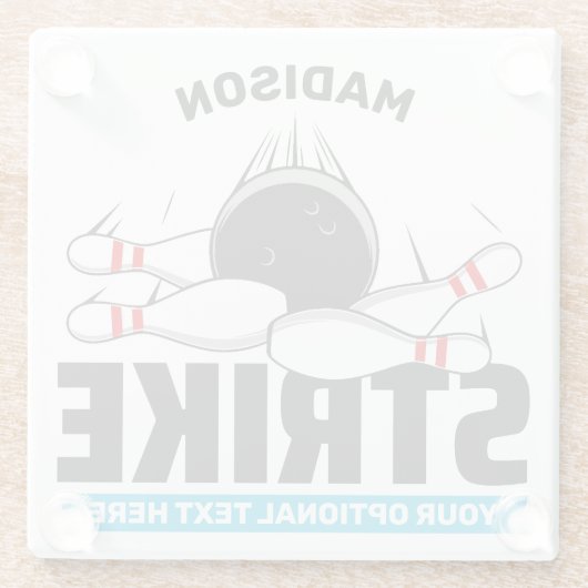 Individuelle Name- und Text-Bowling-Stoß Glasuntersetzer (Rückseite)