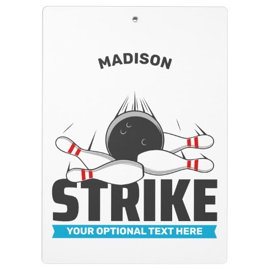 Individuelle Name- und Text-Bowling-Stoß Klemmbrett (Rückseite)