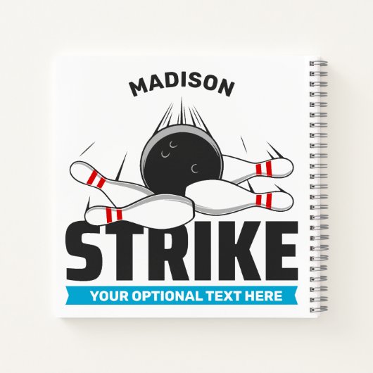 Individuelle Name- und Text-Bowling-Stoß Notizblock (Rückseite)