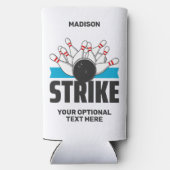 Individuelle Name- und Text-Bowling-Stoß Selters Dosenkühler (Rückseite)