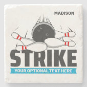 Individuelle Name- und Text-Bowling-Stoß Steinuntersetzer (Vorderseite)