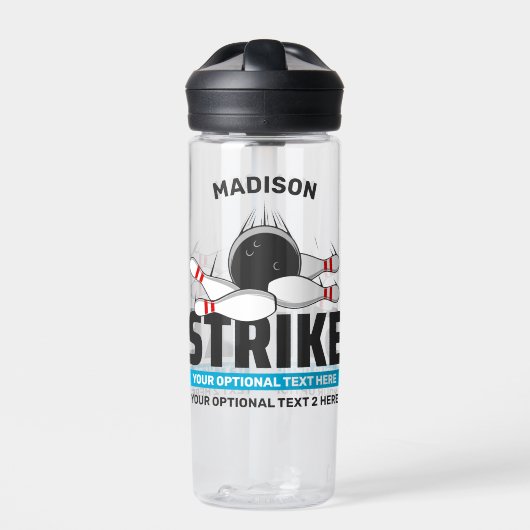Individuelle Name- und Text-Bowling-Stoß Trinkflasche (Vorderseite)