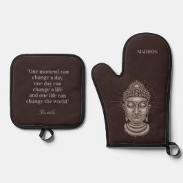 Individuelle Name und Text Buddha Zitat Ofenhandschuh & Topflappen-Set