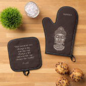 Individuelle Name und Text Buddha Zitat Ofenhandschuh & Topflappen-Set (Oben Unten)