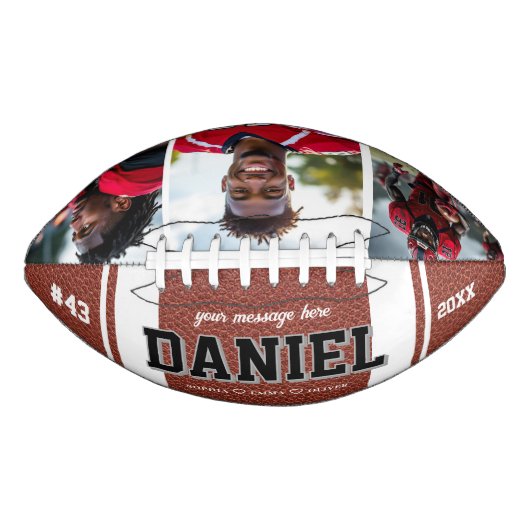 Individuelle Name und Text Foto Keepake-Geschenk Football (Vorderseite)