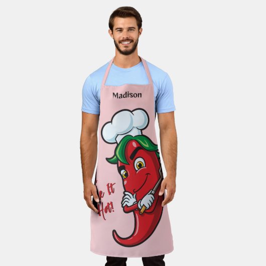 Individuelle Name- und Text-Hot-Pepper-Koch Schürze (Getragen)