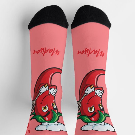 Individuelle Name- und Text-Hot-Pepper-Koch Socken (Oben)