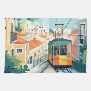 Individuelle Name und Text Lissabon Portugal Geschirrtuch