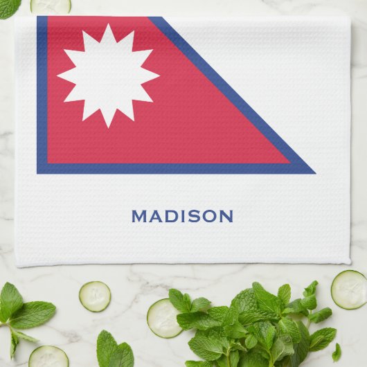 Individuelle Name- und Text-Nepal-Flagge Geschirrtuch (Gefaltet)