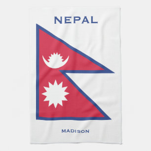 Individuelle Name- und Text-Nepal-Flagge Geschirrtuch