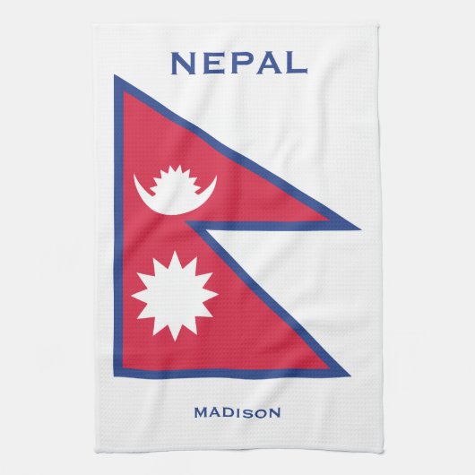 Individuelle Name- und Text-Nepal-Flagge Geschirrtuch (Vertikal)