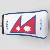 Individuelle Name- und Text-Nepal-Flagge Golf Headcover (Vorderseite)