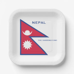 Individuelle Name- und Text-Nepal-Flagge Pappteller