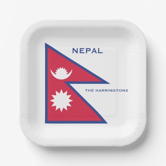 Individuelle Name- und Text-Nepal-Flagge Pappteller (Vorderseite)