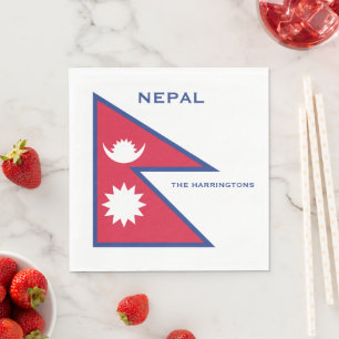 Individuelle Name- und Text-Nepal-Flagge Serviette