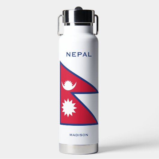 Individuelle Name- und Text-Nepal-Flagge Trinkflasche (Vorderseite)